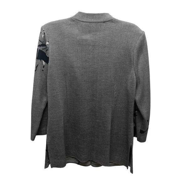 Ming Wang Vintage Abstract Navy &amp; White Cardigan Jacket - Picture 5 of 7